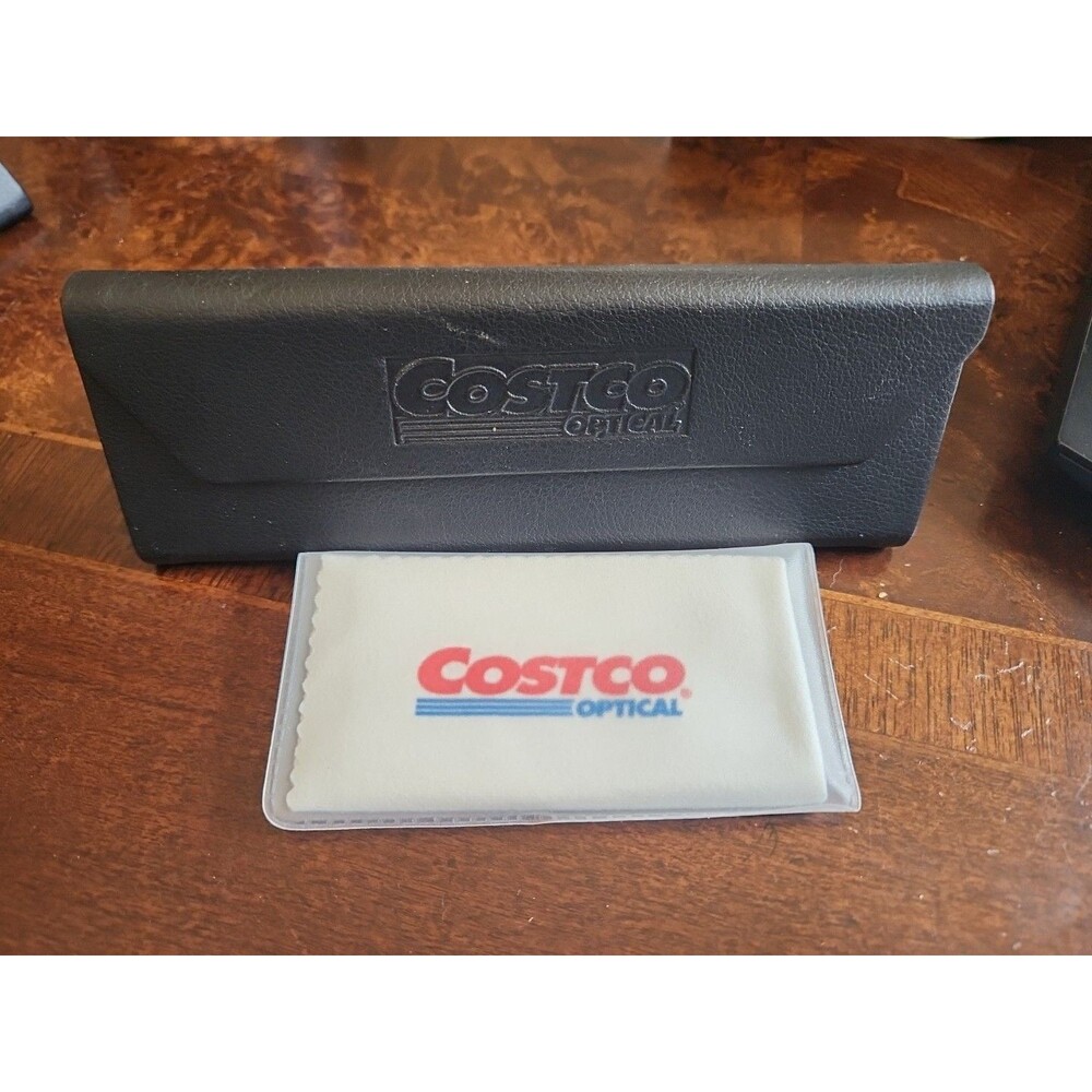 Costco Optical Eyeglasses Sunglasses Black Foldable Semi Hard Case + Cloth